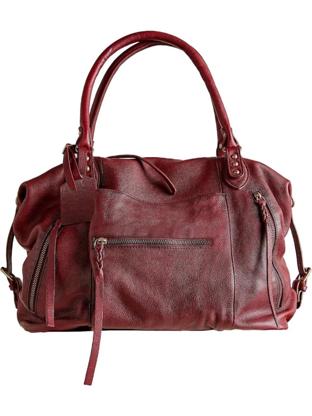 Stylish Large Vegan Leather Tote Bag with Zipper | Adjustable Strap Hobo Purse